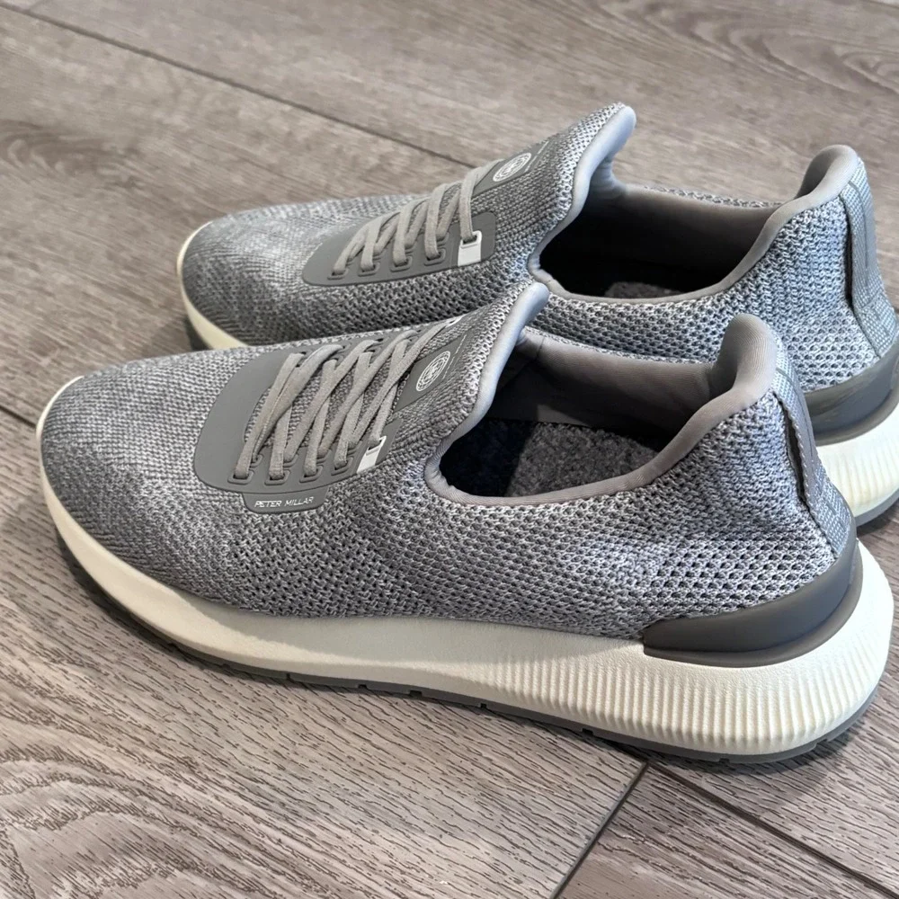 Peter Millar Hyperlight Apollo Mens 8.5 Grey Knit Sneakers Running Shoes Casual